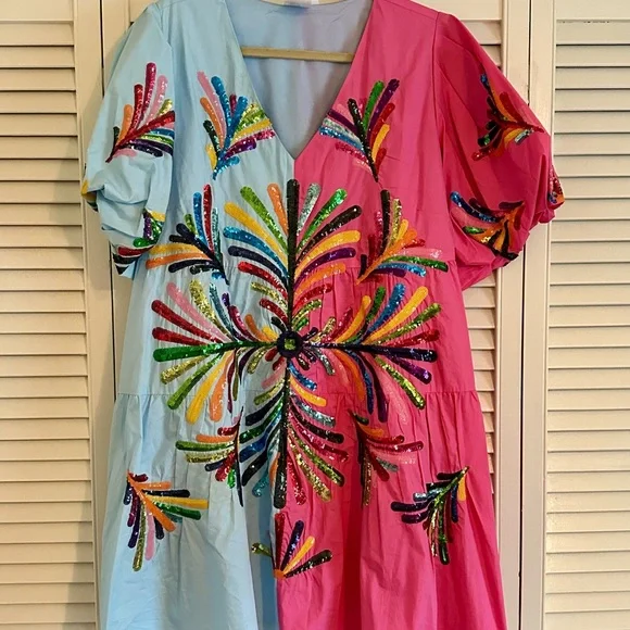 QUEEN OF SPARKLES XXL Mini Dress, only worn once for a themed wedding - Picture 2 of 2